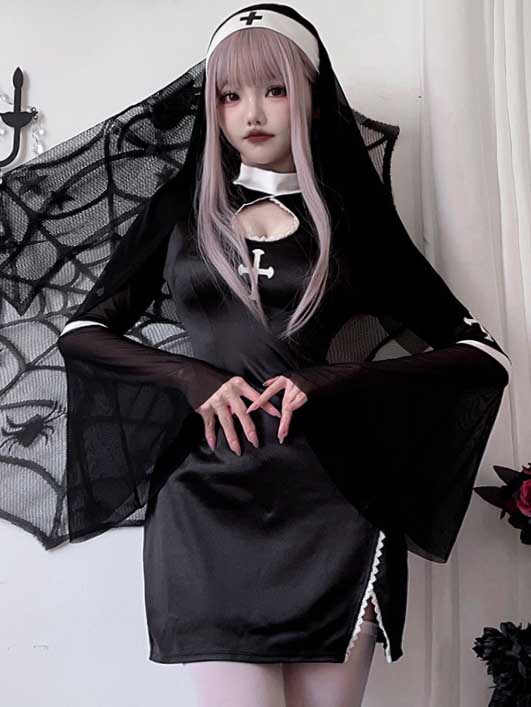 bell-sleeve-nun-dress-suit-3 cosplay nun sexy costumes