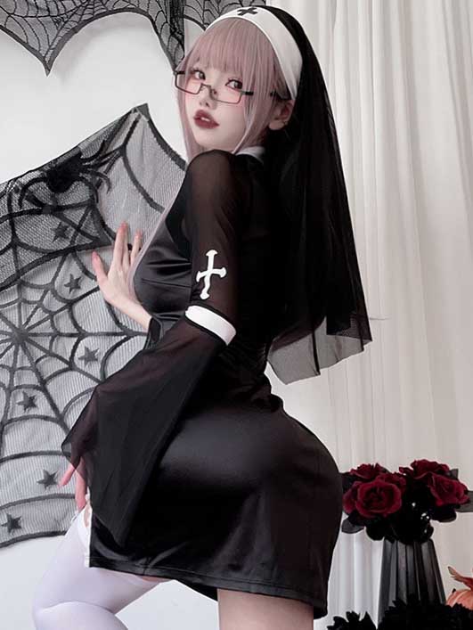 bell-sleeve-nun-dress-suit-4 cosplay nun sexy costumes