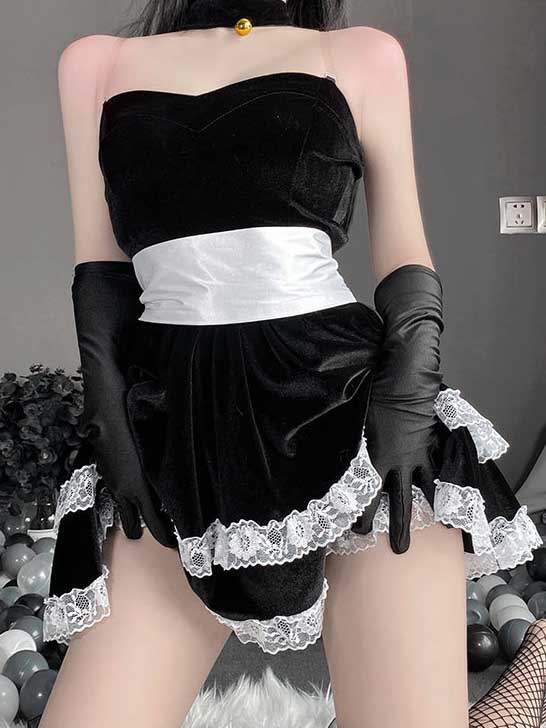 bunny-cosplay-black-lace-dress-suit-4 bunny cosplay costumes