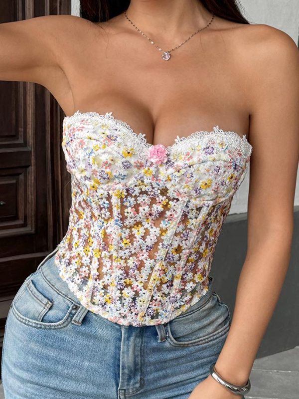 cute-flowers-mesh-top-1 fashion tube top