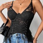 deep-v-black-lace-top-4 hot lace strap top