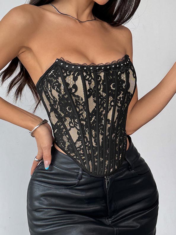 flroal-lace-mesh-tube-top-5 club wear