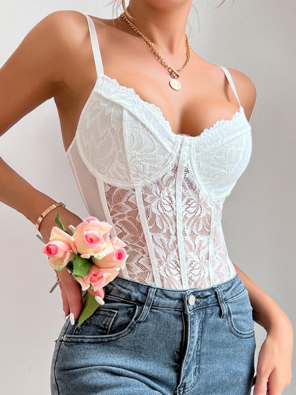 lace-floral-pattern-bodysuit-4 Lace floral pattern bodysuit B4003