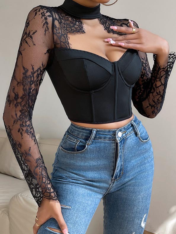 lace-hollow-long-sleeve-top-2 Lace hollow long sleeve top B4033