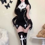 nun-costumes-lace-dress-3 sexy nun cosplay dress