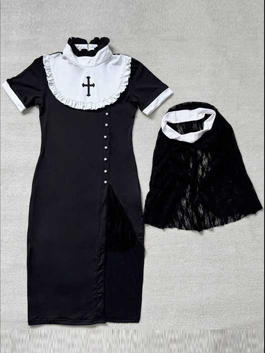 nun-dress-side-slit-suit-5 sexy cosplay nun costumes