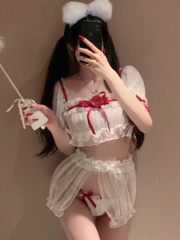 red-rose-mesh-cute-suit-4 cute cospaly costumes