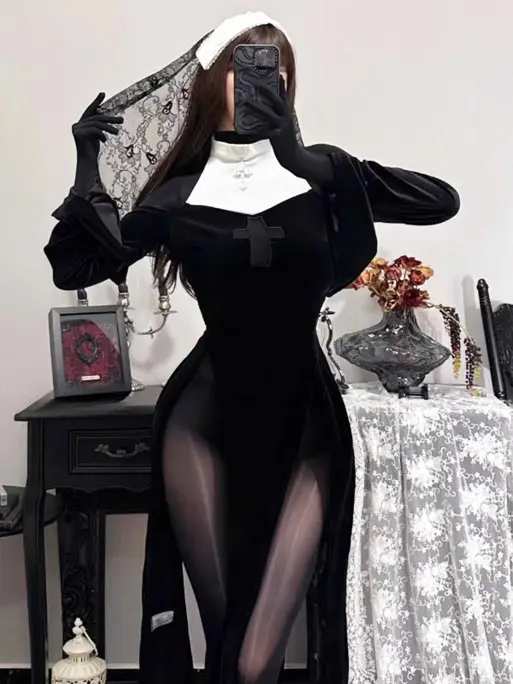 nun-high-slit-dress-1 sexy nun