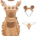 brown-bear-apron-plush-dress-2 cute plush pajamas