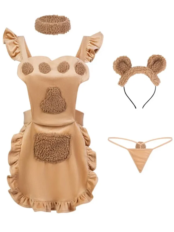 brown-bear-apron-plush-dress-2 cute plush pajamas