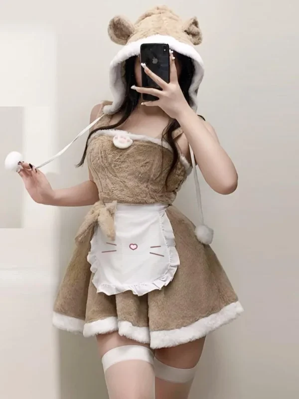 cute-bear-plush-brown-dress-1 cute plush pajamas