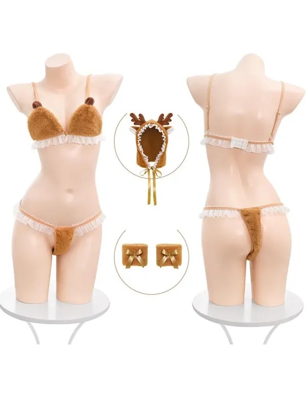 cute-deer-plush-bikini-set-4 christmas pajamas