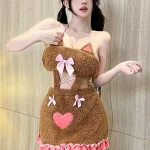 cute-hollow-plush-dress-1 cute plush pajamas