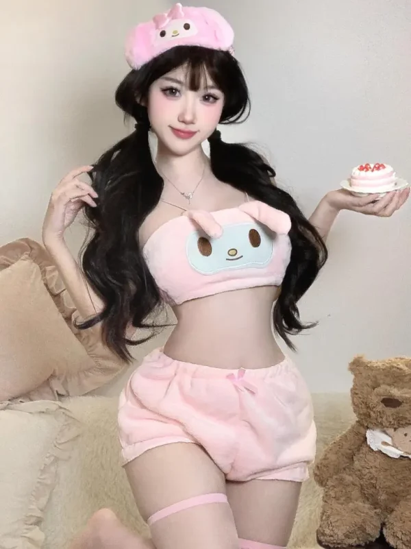 cute-puppy-plush-pink-suit-3 pajama sets