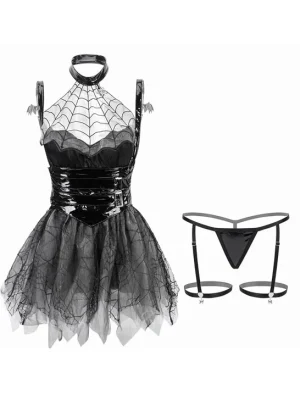 a cosplay girl wear black devil cosplay costumes