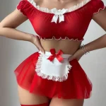 maid-cosplay-off-shoulder-mesh-suit-5 sexy maid role play