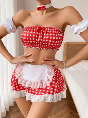 maid-costumes-2-color-plaid-suit-1 sexy maid role play