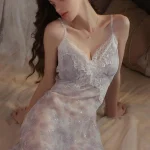 rose-mesh-french-nightdress-5 floral french nightwear