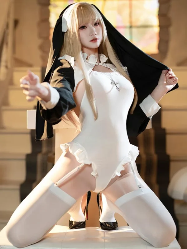 sexy-nun-cosplay-open-crotch-jumpsuit-3 sexy nun cosplay