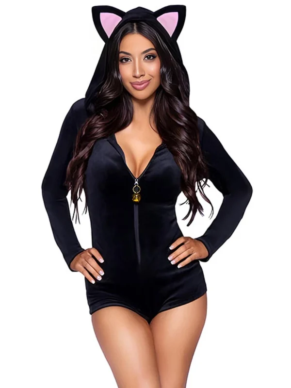 cat-costumes-lingerie-hooded-bodysuit-1 role paly lingerie