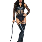 cat-costumes-lingerie-leather-black-bodysuit-4 role paly lingerie