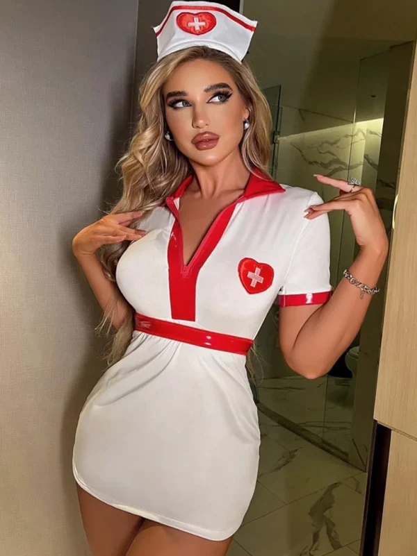nurse-cosplay-costumes-v-neck-dress-2 sexy nurse cosplay