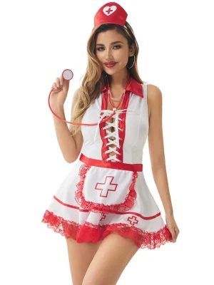 nurse-cosplay-front-tie-strap-dress-set-1 sexy nurse cosplay