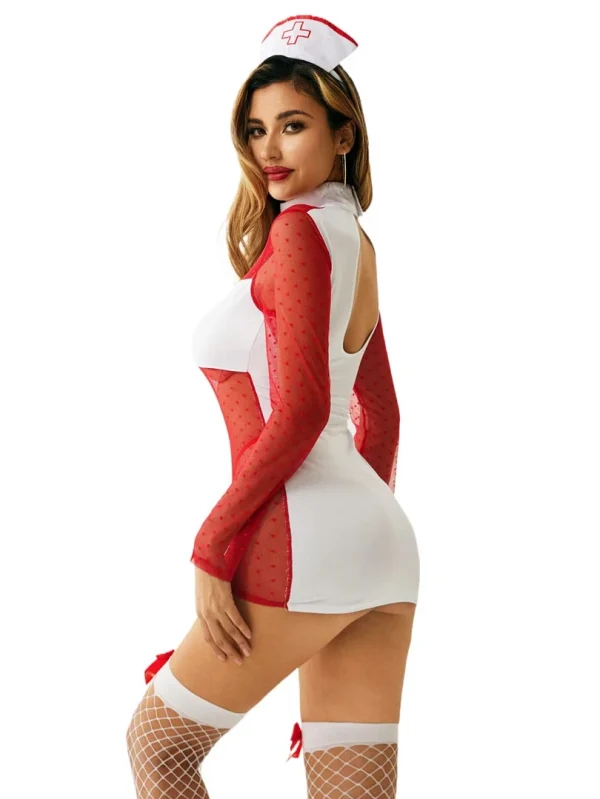nurse-cosplay-red-mesh-dress-set-4 sexy nurse cosplay