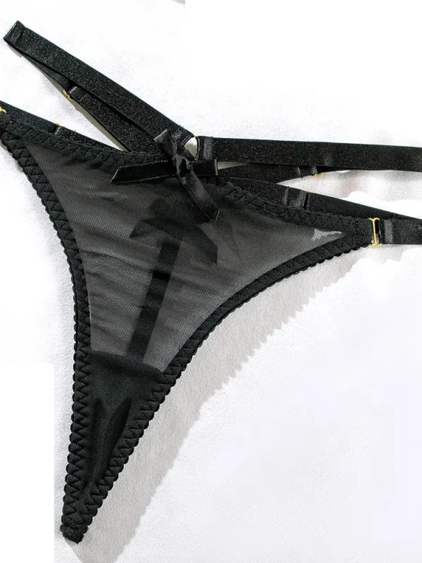 teddy-lingerie-black-mesh-3-piece-set-4 lingerie teddy