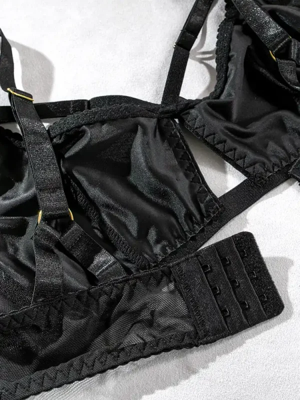 teddy-lingerie-black-mesh-3-piece-set-5 lingerie teddy