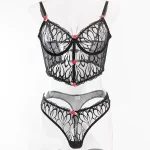 teddy-lingerie-black-mesh-corset-set-5 lingerie teddy