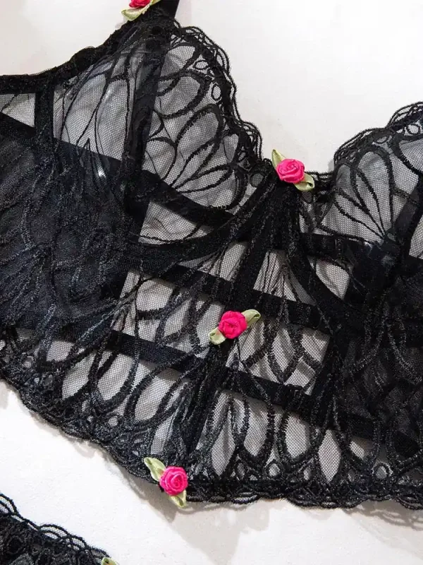 teddy-lingerie-black-mesh-corset-set-6 lingerie teddy