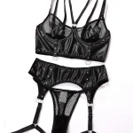 teddy-lingerie-black-pu-leather-set-6 teddy lingeries store