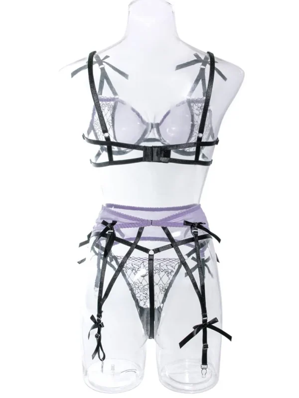 teddy-lingerie-bownots-purple-mesh-set-7 lingerie teddy
