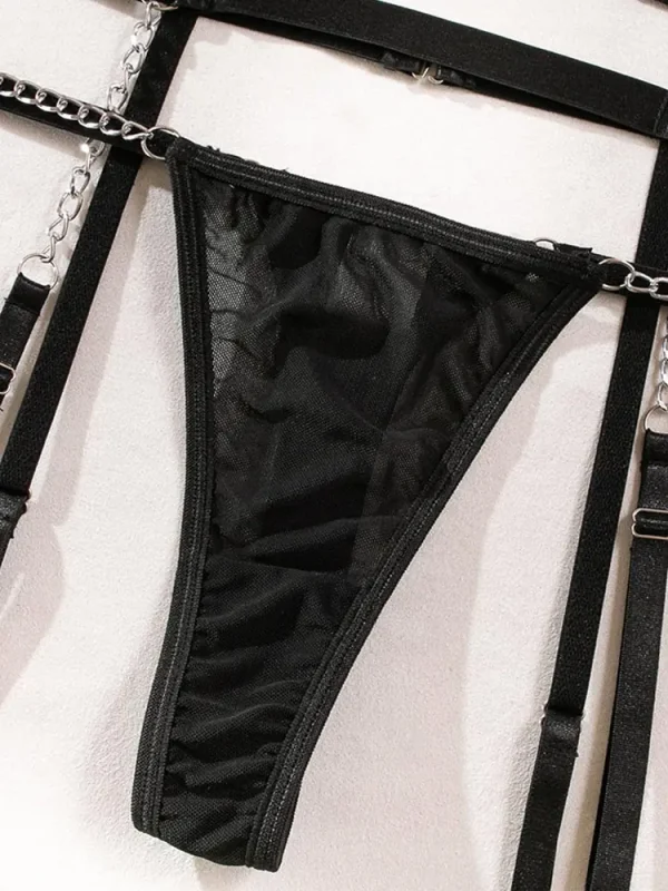 teddy-lingerie-chain-black-mesh-set-5 lingerie teddy