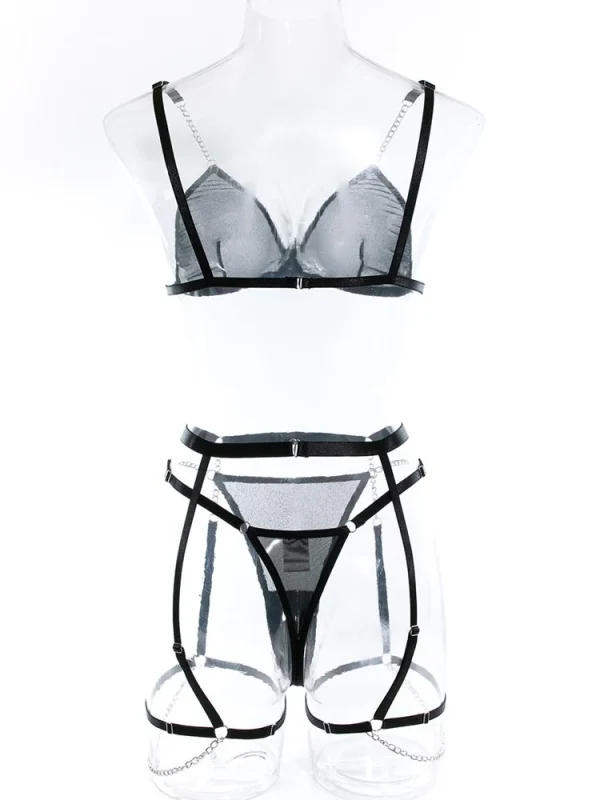 teddy-lingerie-chain-black-mesh-set-7 lingerie teddy