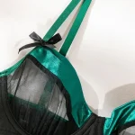 teddy-lingerie-green-black-mesh-suit-5 Teddy Lingerie Green Black Mesh Suit F035
