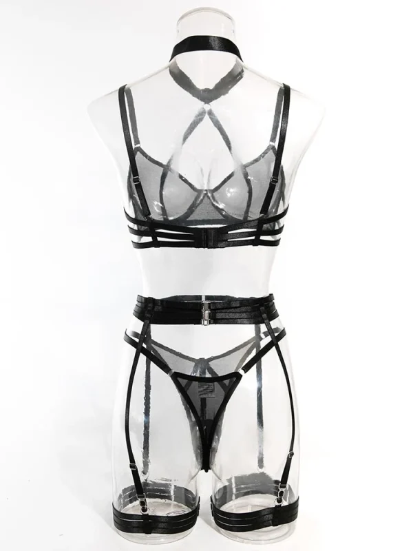 teddy-lingerie-halter-cross-mesh-set-7 Teddy Lingerie Halter Cross Mesh Set F026