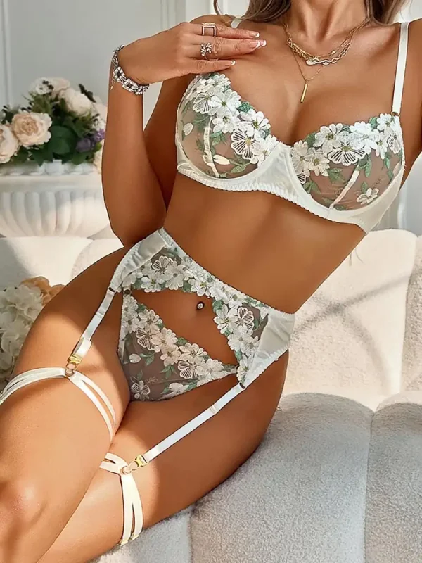 teddy-lingerie-mesh-embroidered-4-piece-set-5 lingerie teddy