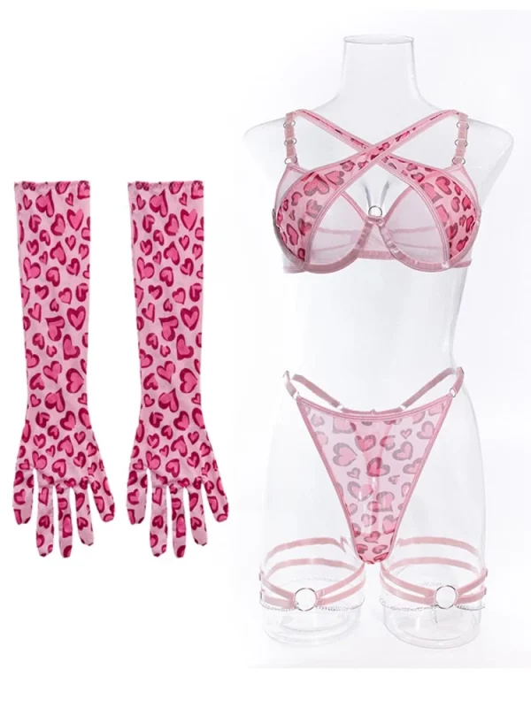 teddy-lingerie-pink-heart-pattern-set-4 lingerie teddy