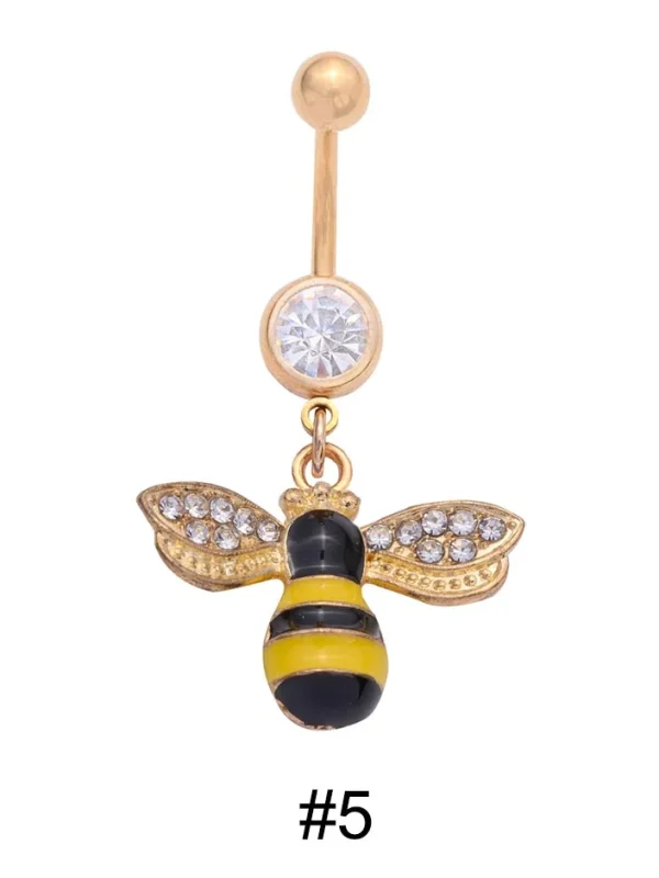 belly-button-piercing-ring-cute-bee-body-jewelry-6 belly button jewellery