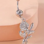 belly-button-piercing-ring-rose-body-jewelry-5 belly button jewellery
