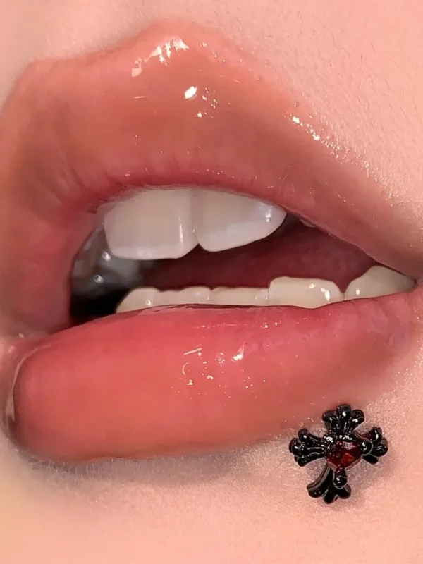 body-jewellery-cross-zircon-lip-piercing-studs-1 piercing jewelry