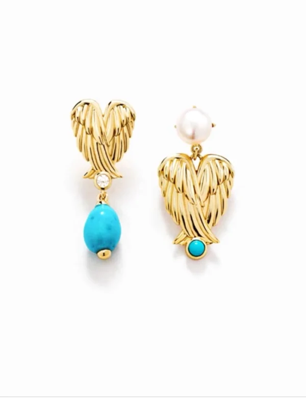 ear-piercing-jewelry-asymmetric-wings-leaf-ear-stud-4 gold earrings