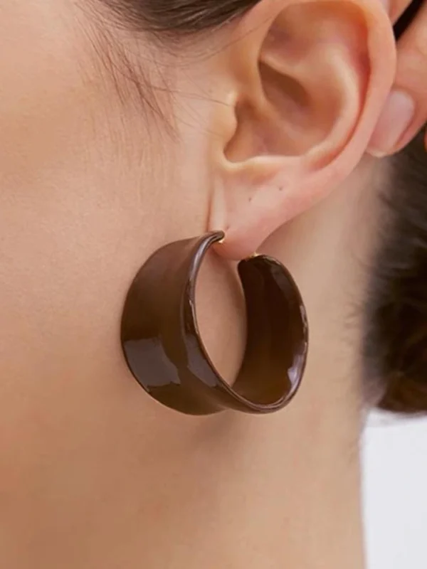 ear-piercing-jewelry-chocolate-enameel-ear-rings-1 hoop earrings