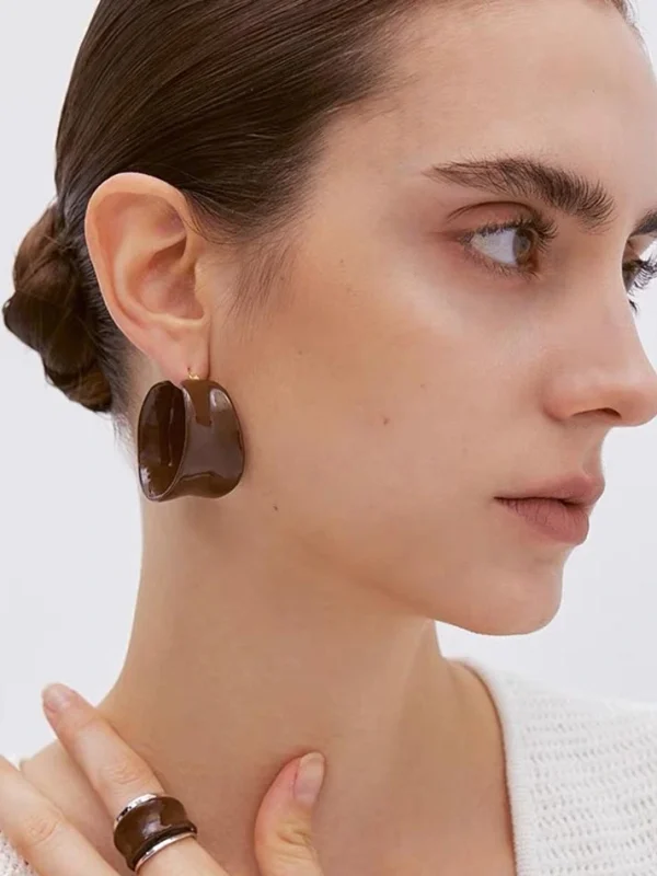 ear-piercing-jewelry-chocolate-enameel-ear-rings-2 hoop earrings
