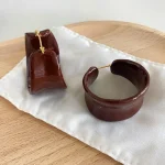ear-piercing-jewelry-chocolate-enameel-ear-rings-3 hoop earrings