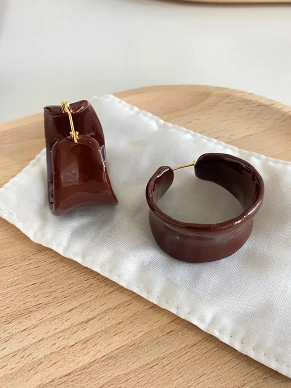 ear-piercing-jewelry-chocolate-enameel-ear-rings-3 hoop earrings