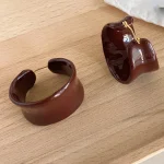 ear-piercing-jewelry-chocolate-enameel-ear-rings-4 hoop earrings