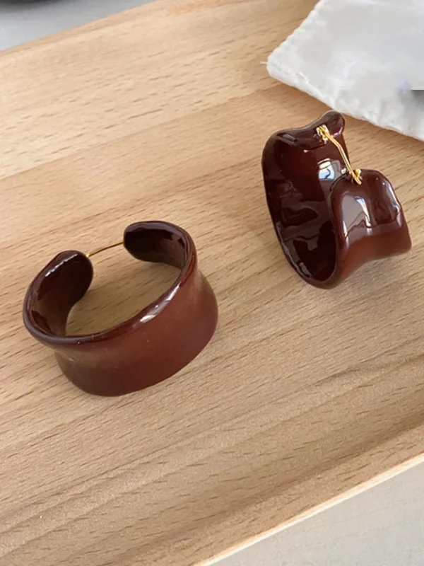 ear-piercing-jewelry-chocolate-enameel-ear-rings-4 hoop earrings